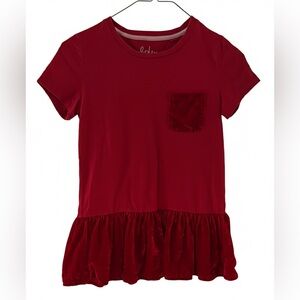 Boden Girls Red Velvet Hem Tunic Top Size 11-12 Years